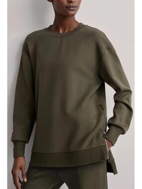 Varley Charter Olive Crew Neck Side-Zip Sweatshirt xl
